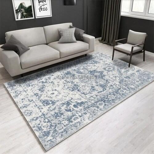 200*300cm American Country Neoclassical Retro Old Blue Living Room Bedroom Kitchen Bedside Carpet Mat Customization