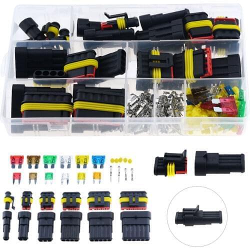 240PCS AMP 1.5 Car Waterproof 1P 2P 3P 4P 5P 6PIN 12V Electrical Wire Connector Plug Sets Kits With 5-30A Auto Fuse 10A 15A 20A
