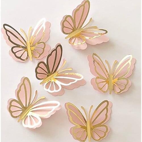 3pcs/Set Bling Butterfly Pearl Paper Cake Topper Happy Birthday Baby Shower Wedding Party Decor DIY Gift Baking Supplies