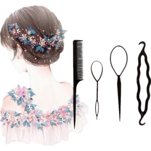 4pcs Salon Ponytail Creator Plastic Loop Styling Tools Pony Tail Clip Hair Braid Comb Maker Styling Tool AppliancesHair Care