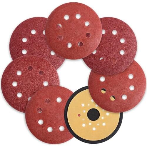 70PCS 5 Inch Hook and Loop Sanding Discs with Sander Pad Fits to Black & Decker
