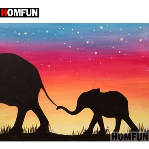 HOMFUN Full Square/Round Drill 5D DIY Diamond Painting "Animal elephant" Embroidery Cross Stitch 5D Home Decor Gift A16720