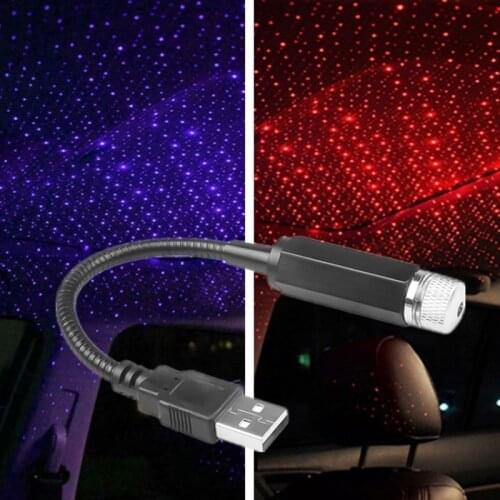 Car LED Roof Star Night Light USB Galaxy Atmosphere Lamp Home Ceiling Decoration Lighting Interior Starry Projector Lighter