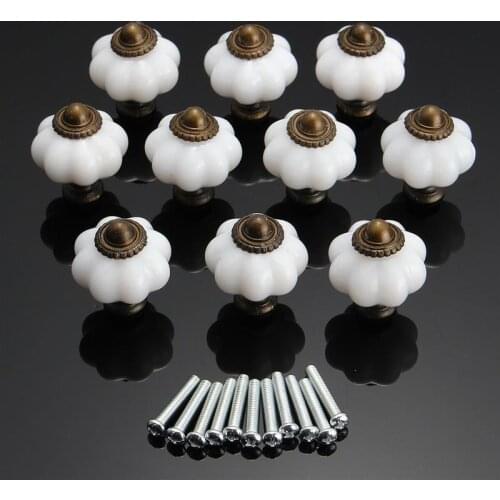 White Vintage Style Knob Metal Plastic Door Handle Cupboard Drawer Pull Kitchen Cabinet Door Wardrobe Handles Hardware