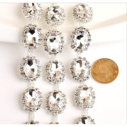 Free Shipping 5 yards Crystal Rhinestone Trim, Rhinestone Applique, Bridal Applique,Wedding Applique,Rhinestone Chain TONG016