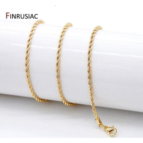 2021 New Trendy Simple 14k Gold Plated Twist Chain 1.2mm/2mm Necklace Chain, DIY Jewelry Accessories