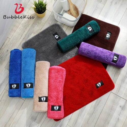 Bubble Kiss Pure Color Carpet Home Absorbent Floor Mat Living Room Area Rug Bathroom Non-Slip Door Mat Bedroom Decor Plush Rugs