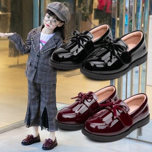 New Girls Leather Shoes Children Spring/Autumn Princess Baby Soft Bottom Black Student Loafers Flats Toddler Kids 03