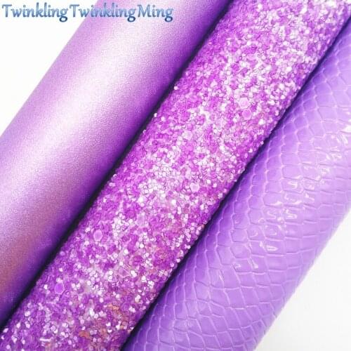 Purple Glitter Fabric, Snake Faux Leather Fabric, Synthetic Leather Fabric Sheets For Bow A4 8"x11" Twinkling Ming XM366