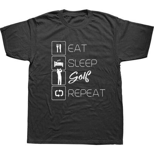 Funny Eat Sleep Golfer T Shirts Graphic Cotton Streetwear Harajuku Oversized T-shirt Mens Clothing