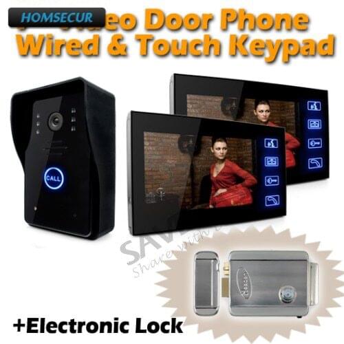 HOMSECUR 7" Video Dppr Phone Doorbell Touch Key 2 Monitors 1 Camera With Electronic Lock