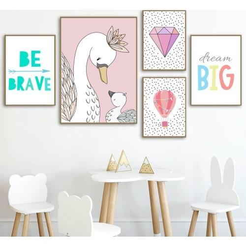Brave Swan Diamond Hot Air Balloon Dream Arrow Wall Art Canvas Painting Nordic Posters And Prints Wall Pictures Kids Room Decor