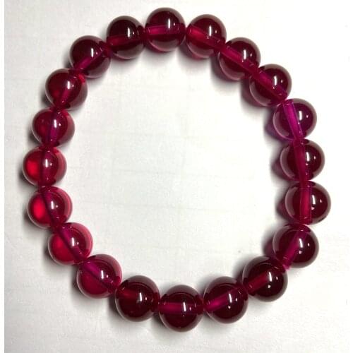 Moisangna 6mm 8mm 10mm 12mm Synthetic Ruby Beads Drill Hole Red Corundum Ruby Loose Beads Bracelet