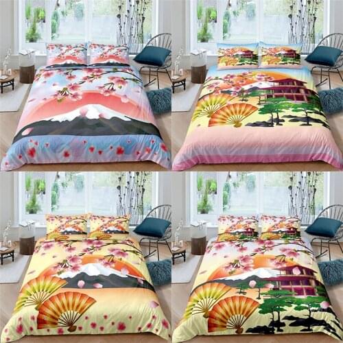 Bedding Set Luxury 3D Plum Flower Print 2/3Pcs Comfortable Kids Adult Duvet Cover Pillowcase Home Textile Single/Queen/King Size