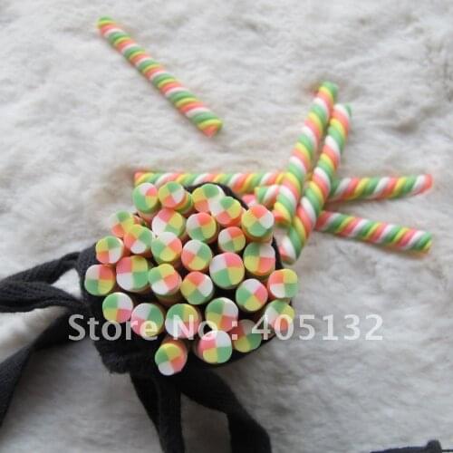 M-39 Free Shipping 100pcs 5mm Four-color Candy Polymer Clay Cane Fancy Nail Art Polymer Clay Cane