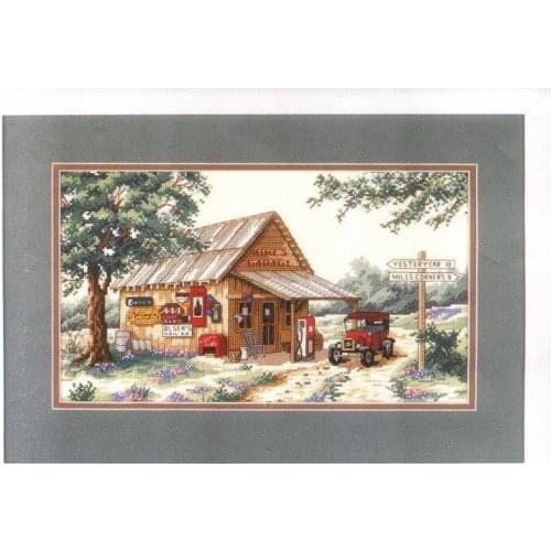 14/22/25ct Lovely Counted Cross Stitch Kit Yesteryear Miles Corners Mikes Garage Cabin House Home dim 13597