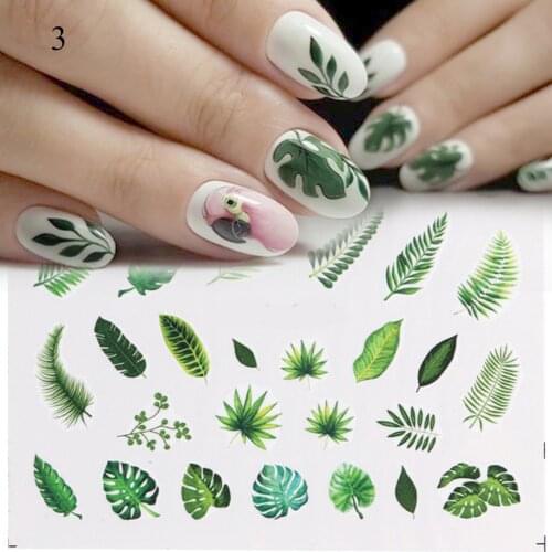 Nail Stickers Set Mixed Flower Maple Leaf Geometric Nail Art Water Transfer Decals Sliders Floral Manicures Decoration