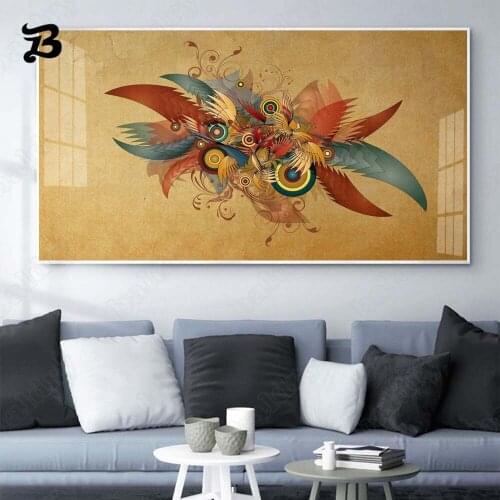 Canvas Painting Wall Art Abstract Modern Green Plants Flying Birds Canvas Posters and Prints for Living Room Home Wall Decor