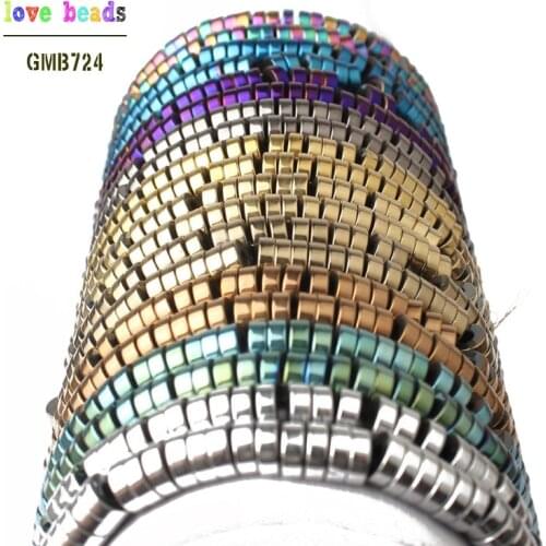 Natural Big Hole Column Hematite Spacer Loose Stone Round Beads for Jewelry Making DIY Bracelet 15'' 6*2mm Hole Size 2.3mm