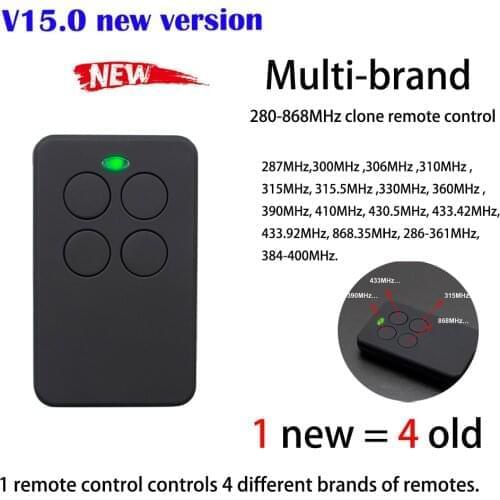 Latest Multi-Frequency 280mhz-868mhz Garage Door Remote Control Fixed & Rolling Code Gate Door Opener Variable Code Command