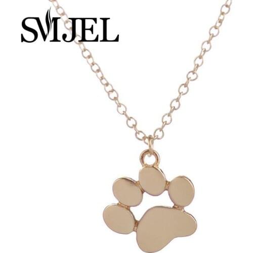 SMJEL 2017 New Tassut Cat Dog Paw Animal Necklace Women Jewelry Cute Pug Delicate Statement Necklace Set Gift N191