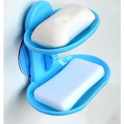 1pcs New Arrival Double Layer Strong Suction Soapbox Soap Drain Soap Dispenser Holder Dish Bathroom Storage Box Free Shipping