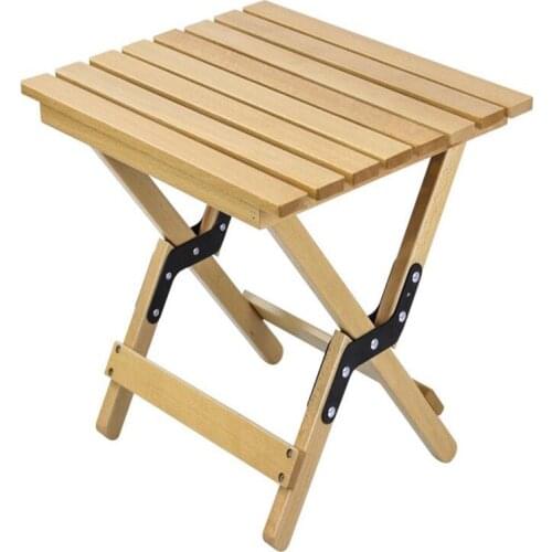 New Outdoor Dual-Purpose Tables And Chairs Beech Mini Camping Table Convenient Folding Solid Wood Stool