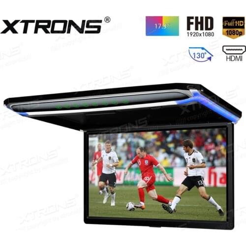 17.3" Flip Down Car Monitor Car Roof Monitor Roof Mounted Monitor with 130 Degrees Rotating Screen (2 IR Headphones Included)