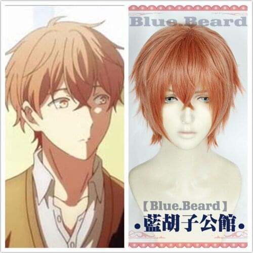 New Anime Given Sato Mafuyu Cosplay Wig Short Dark Orange Synthetic Hair Heat Resistant + Free Wig Cap