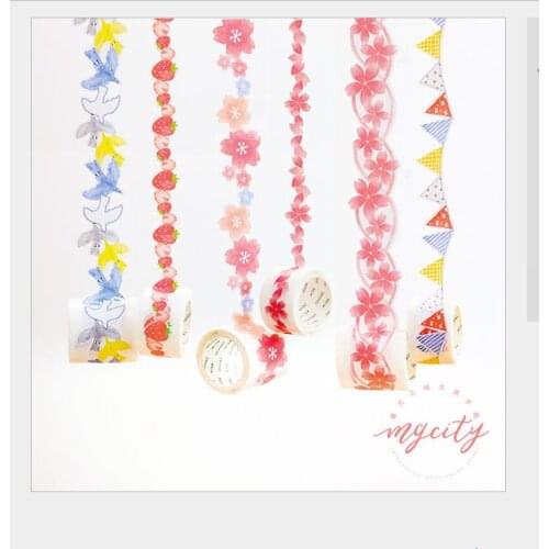 Romantic sakura flower petal color flags blue birds fresh strawberry Decoration Washi Tape DIY Planner Scrapbooking Masking Tape