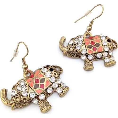 Alli express Special store pending colorful diamante Enamel Elephant elements earring from india