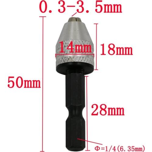 Hex Shank 1/4"/6.35mm Keyless Drill Chucks Screwdriver Impact Driver Adapter For 0.3-3.5mm Drill Bits QSTexpress