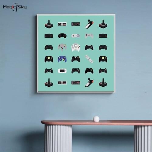 Nordic Cartoon Gamepad Collection Canvas Posters and Prints Wall Art Picture for Gaming Room Home Gamer Decoration Teenager Gift
