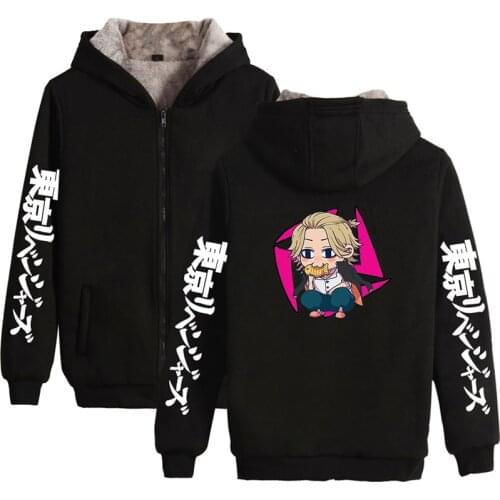 Anime Tokyo Revengers Cartoon Hoodie Tops Men Women Zipper Hoodies Jacket Thicker Fleece Long Sleeve Harajuku Hooded Sweatshirts