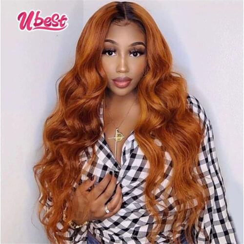 Ubest Ginger Lace Front Wig Brazilian Body Wave Lace Front Human Hair Wigs Transparent Lace Wigs for Black Women Pre Pkucked