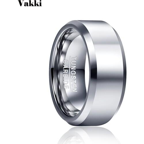VAKKI 4mm 6mm 8mm Wide Polished Steel Round Simple Tungsten Steel Ring Men and Women Jewelry Wedding Bands