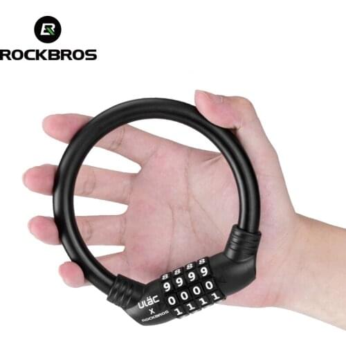 ROCKBROS Bike Bicycle Lock PVC Soft Steel Cable Zinc Alloy Cylinder Password Lock Mini Motorcycle Helmet Lock Bike Accessories