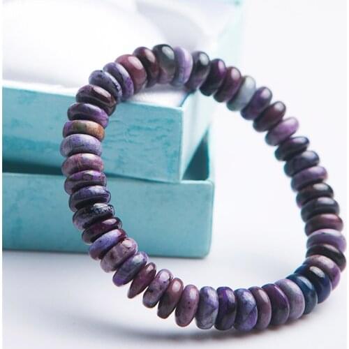South African Genuine Purple Natural Sugilite Gems Healing Crystal Stretch Abacus Bead Bracelets For Women Female AAAAA