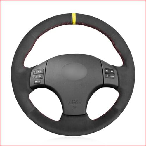 Yellow Marker Black Suede Car Steering Wheel Cover for Lexus IS IS250 IS250C IS300 IS300C IS350 IS350C F SPORT 2005