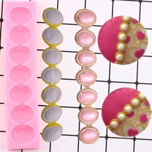 Pearl Bead Chain Cake Border Silicone Mold Candy Clay Resin Molds Kitchen Baking Cake Decoration Tool Fondant Chocolate Mould