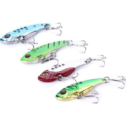 1PC Metal VIB Lures 5.5cm 11g Vivid Vibrations Spoon Lure Fishing Bait Bass Artificial Hard Bait Cicada Lure VIB Bait 3D Eyes