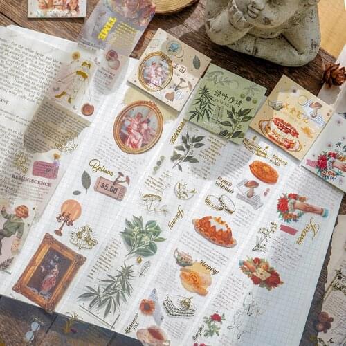1 PC Stickers Lovely Floral Flower Diary Vintage Cake Plant Sticker Label Scrapbooking Planner Decoration Stationery Tape