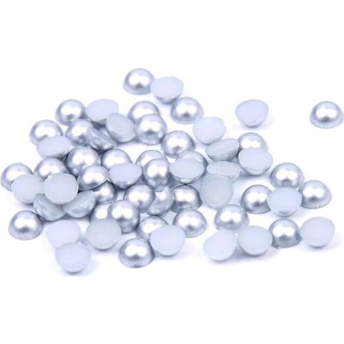 2mm-5mm Matte Silver Half Round Pearls 1000pcs/500pcs Round Flatback Glue On Resin Beads Applique For Craft Garments Accessories