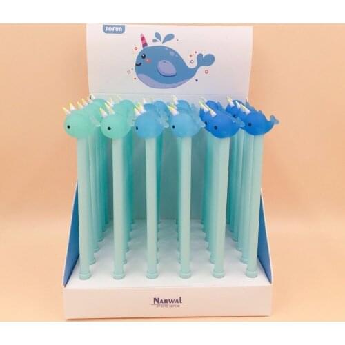 36pcs/lot creative cartoon sea animal narwal whale dolphin Gel Pen water ink sign pens office school supplies gift stationery