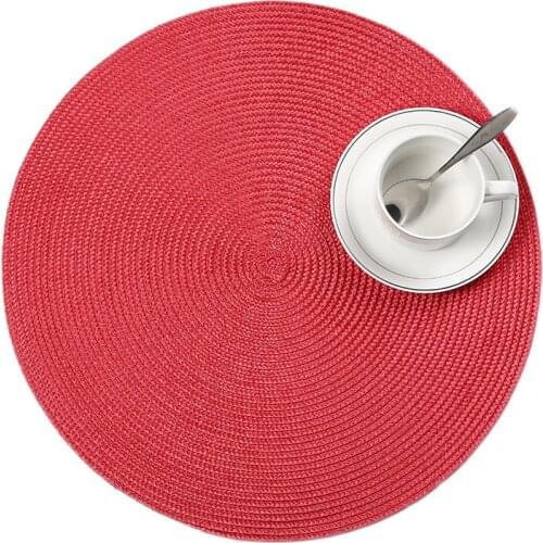 4 Pcs/lot round weave Placemat fashion PP dining table mat disc pads bowl pad coasters waterproof table cloth pad 38cm diameter