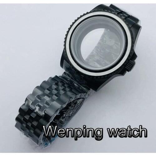 40mm black PVD case sapphire glass jubilee bracelet fit NH35 NH36 ETA 2836 Miyota 8215/8205/821A Mingzhu DG2813 3804 movement
