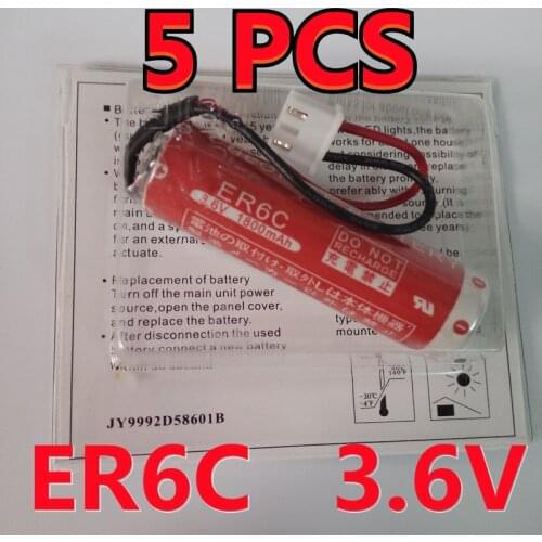 5pack Original New For MAXELL AA 14500 ER6C 3.6V FX2N/1N PLC Lithium Battery With White Plug