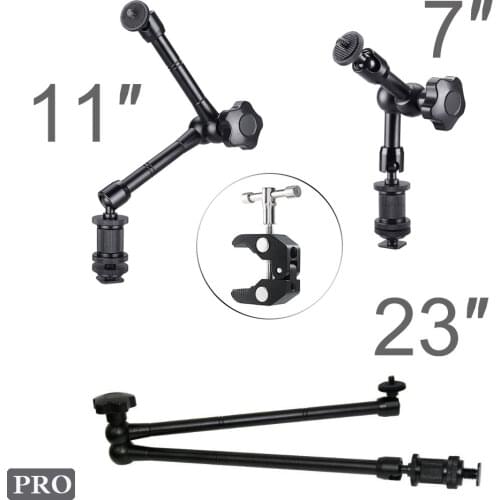 7|11|23 Inch Metal Articulating Magic Arm Super Clamp Holder Stand for DSLR Camera Photo Studio Photography Accessories Prop Kit