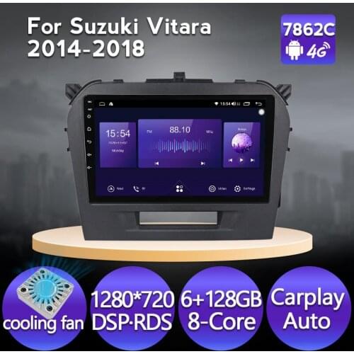Android 11 Car Radio GPS Navigation Multimedia For Suzuki Vitara 2014-2018 IPS 1280*720 6G+128GB 8-Core 4G FM Fan Carpay BT WIFI