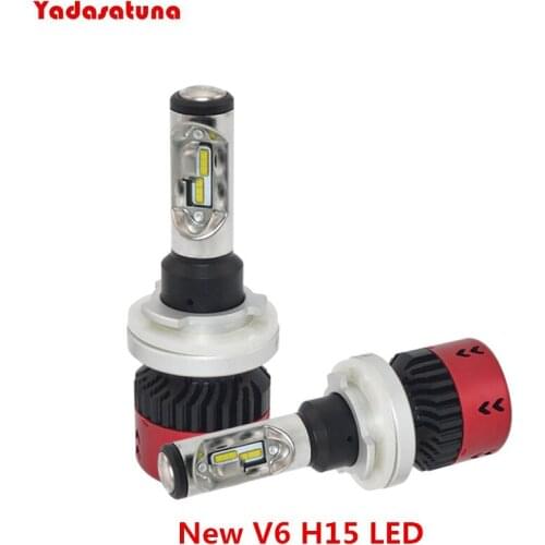 2pcs Car H15 Led Headlight DRL Conversion Kit High Low Beam 35W/55W 9600LM Bulbs White Fog Light DRL CANBUS With Flip Chips